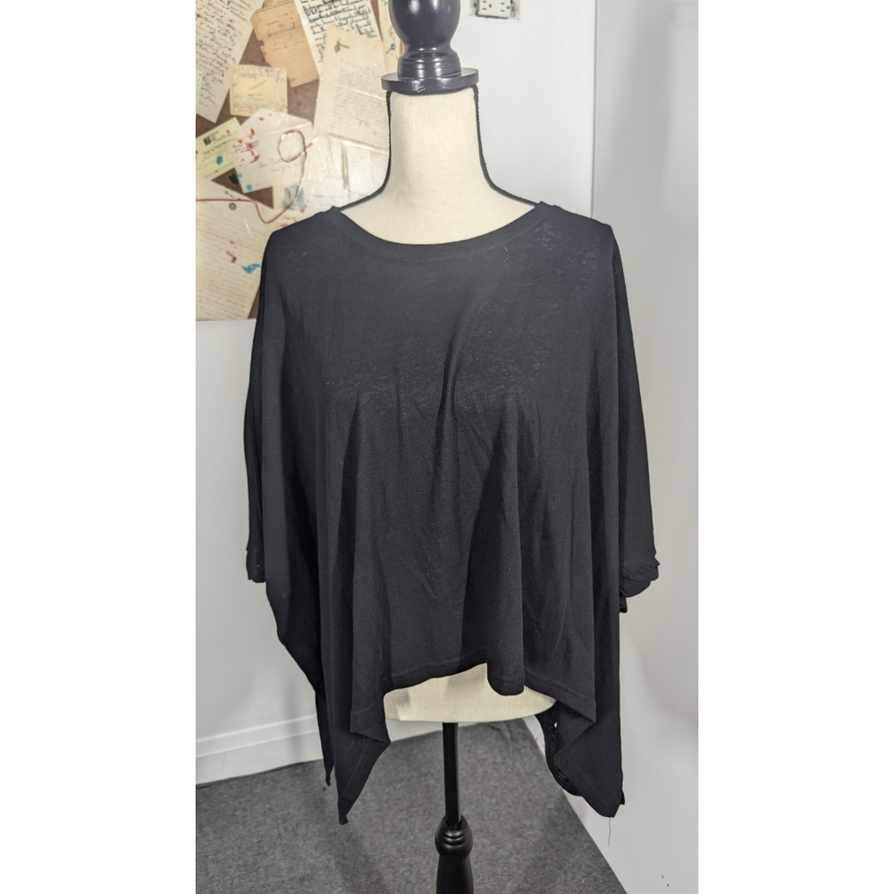 Davi Dani Sweater Womens Medium Black Oversized Wrap Boho Lagenlook Capsule